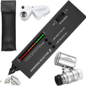 Diamond Tester Pen Electronic Jewelry Tester 30X 60X Loupe Magnifier Kit Set